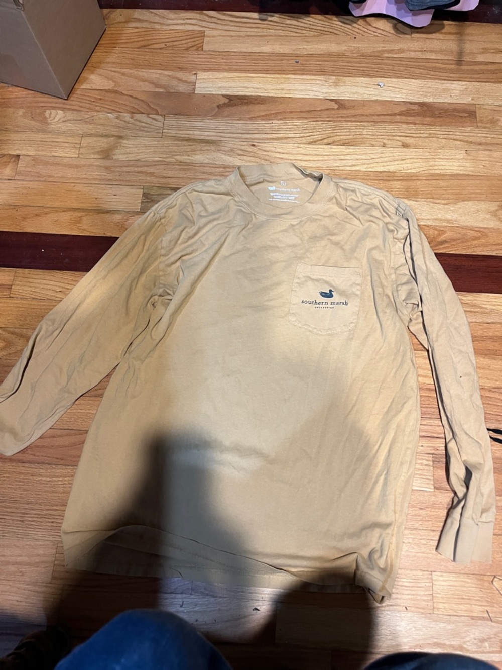 Southern Marsh Men's Long Sleeve Pocket Tee - Beige/Tan th
